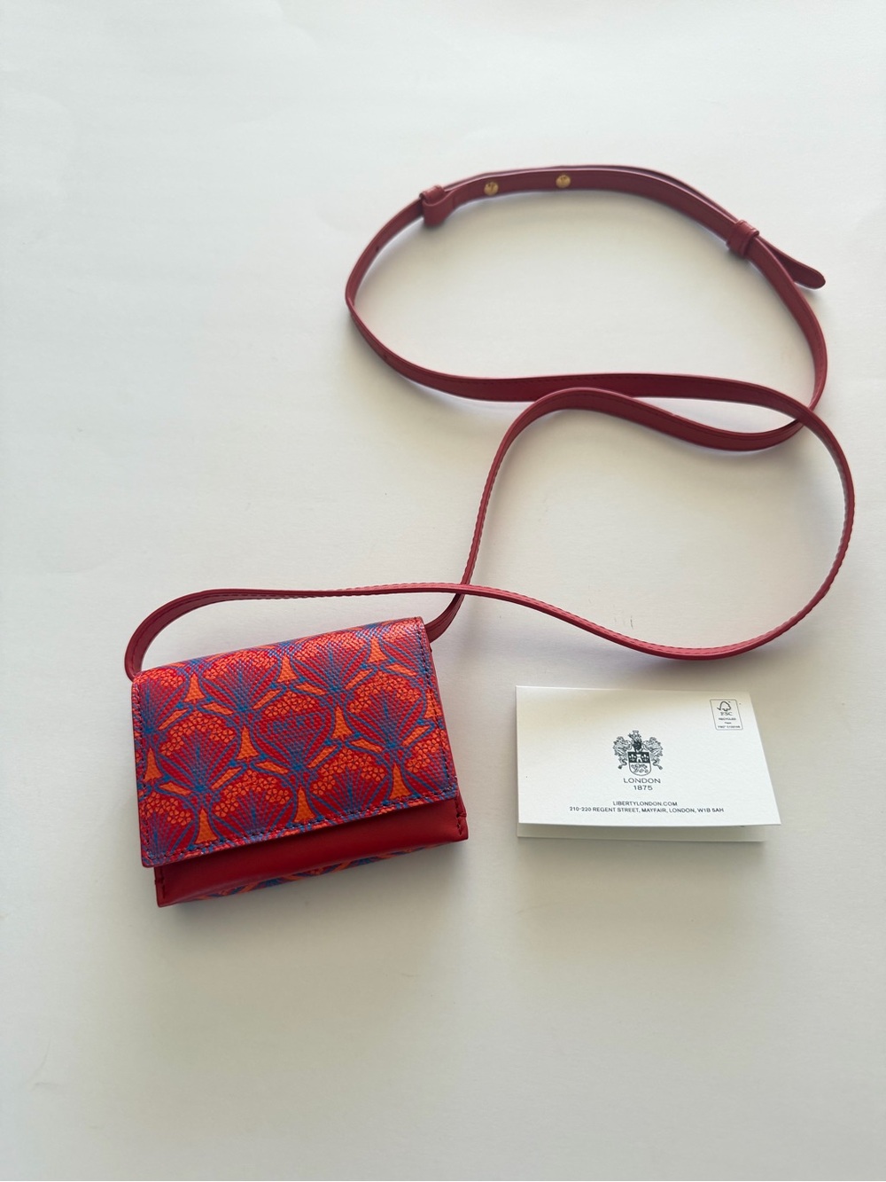 Liberty London Iphis Card Case On Strap in red